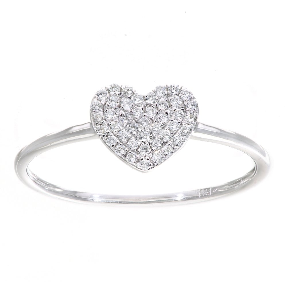 SPARKLD 18ct White Gold 0.12ct Diamond Heart Halo Ring