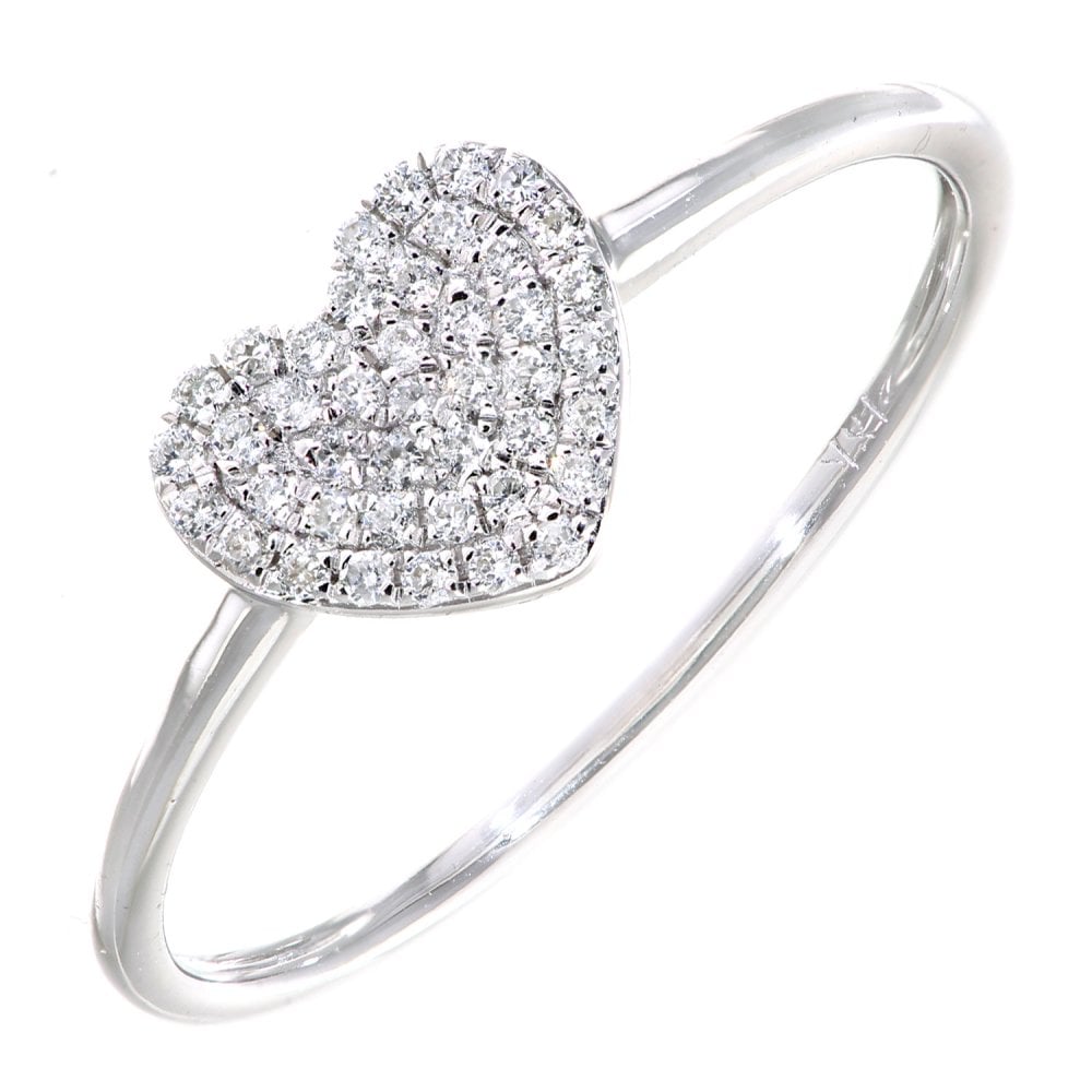 SPARKLD 18ct White Gold 0.12ct Diamond Heart Halo Ring