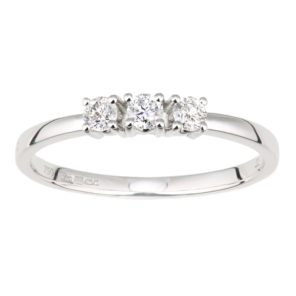 SPARKLD 18ct White Gold 0.22ct 0.20ct Diamond Trilogy Engagement Ring