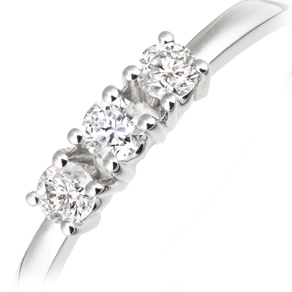 SPARKLD 18ct White Gold 0.22ct 0.20ct Diamond Trilogy Engagement Ring