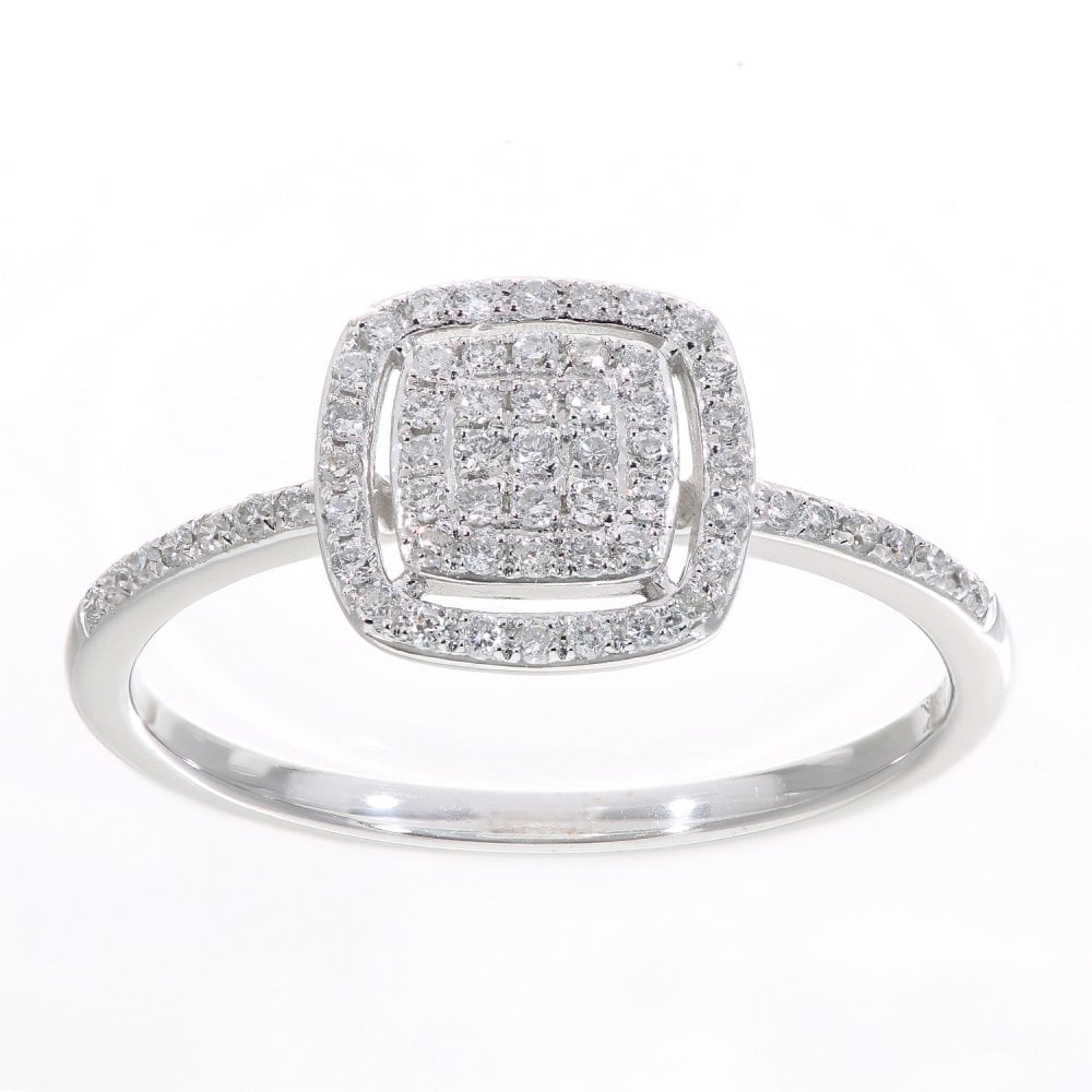 SPARKLD 18ct White Gold 0.25ct Diamond Halo Ring