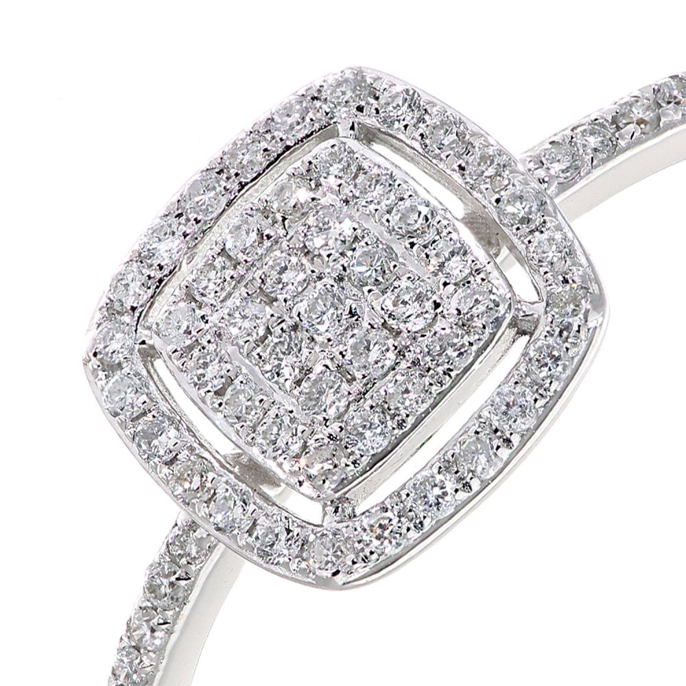 SPARKLD 18ct White Gold 0.25ct Diamond Halo Ring