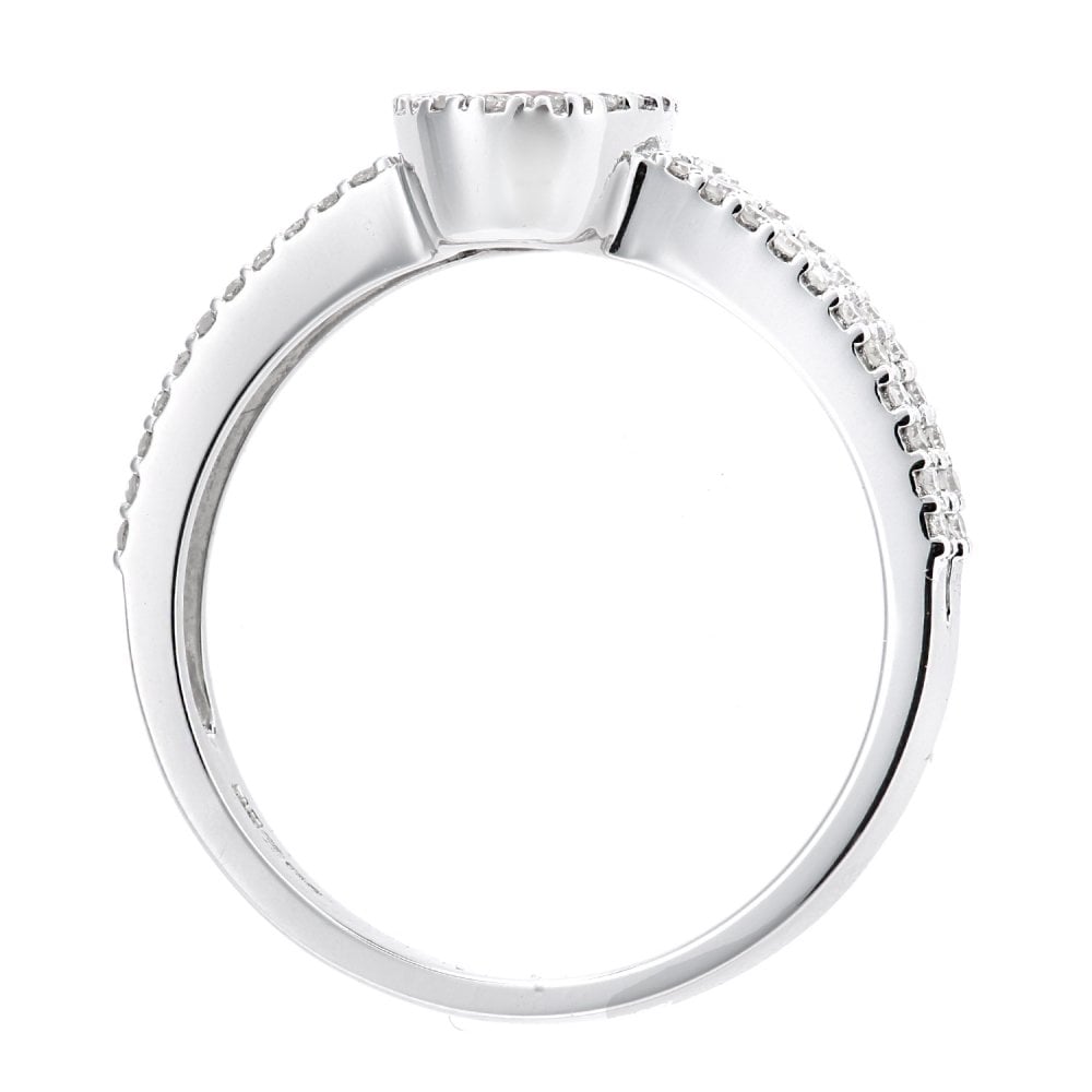 SPARKLD 18ct White Gold Oval Sapphire and 0.20ct Diamond Halo Ring