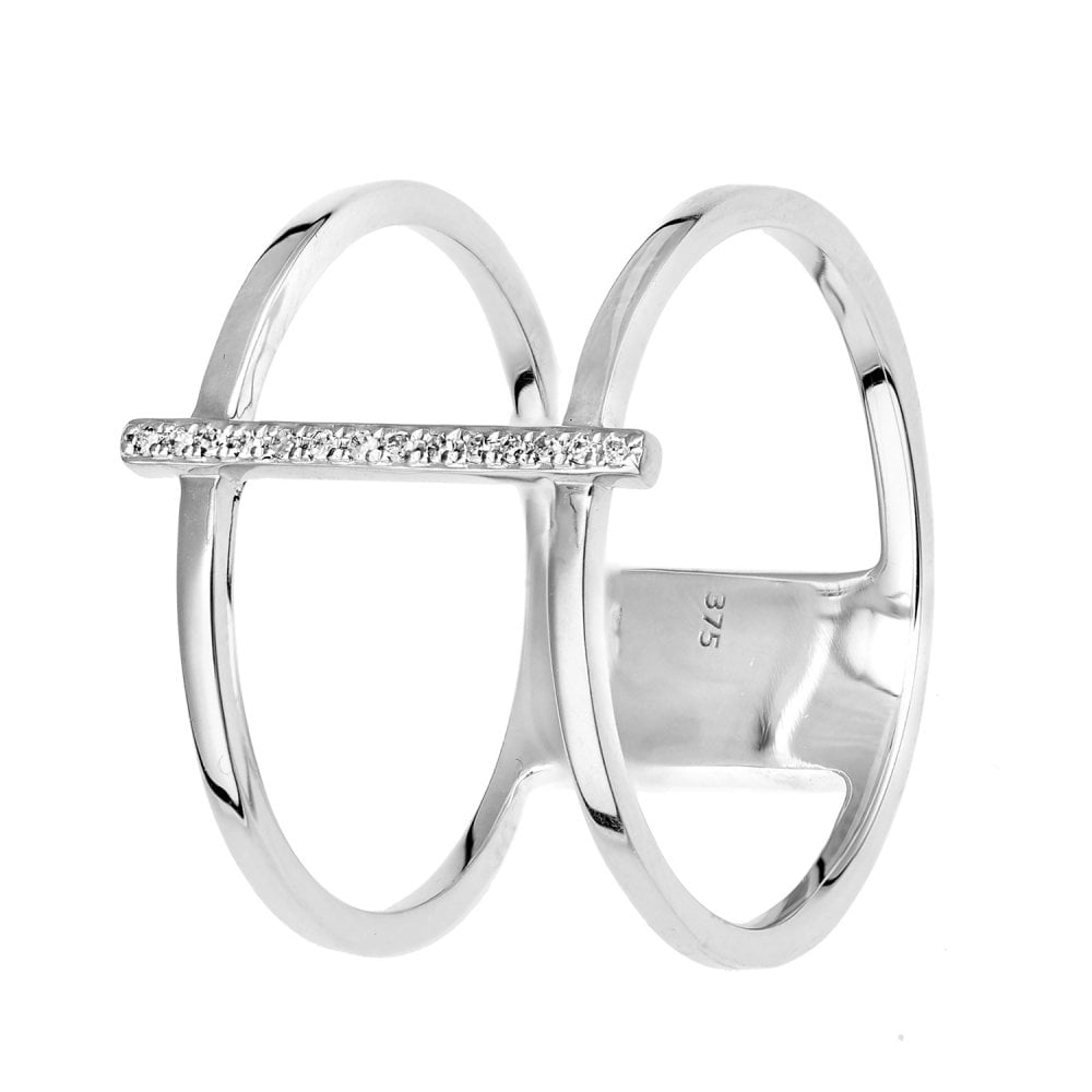 SPARKLD 9ct White Gold 0.05ct Diamond Cocktail and Dress Ring