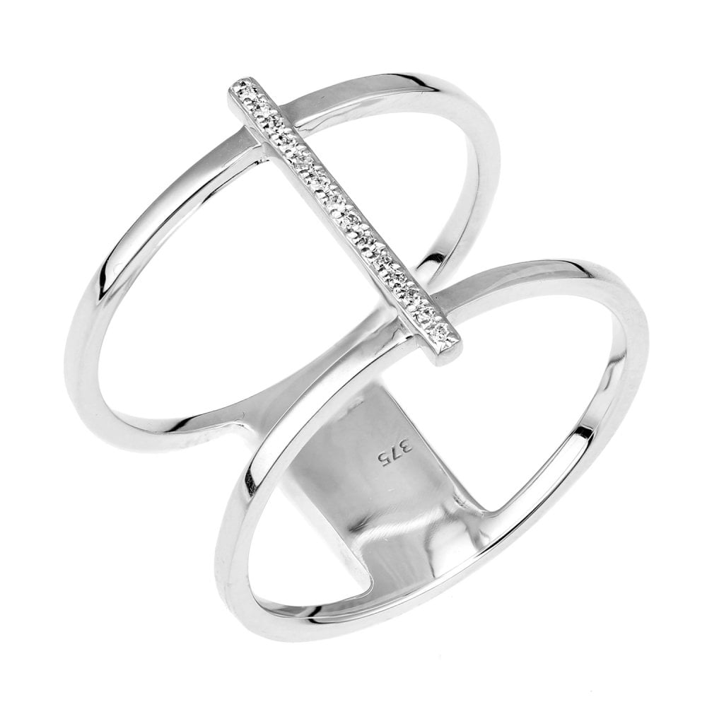 SPARKLD 9ct White Gold 0.05ct Diamond Cocktail and Dress Ring