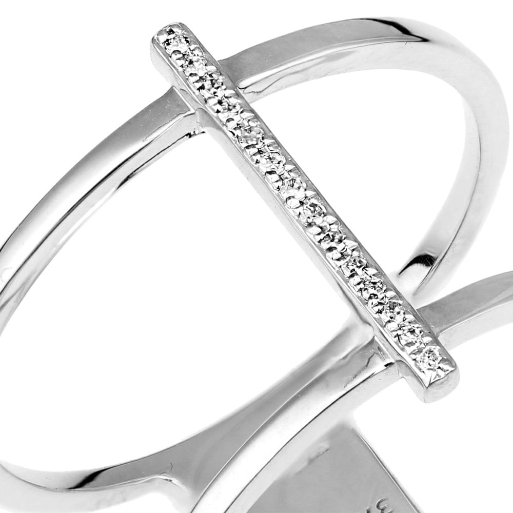 SPARKLD 9ct White Gold 0.05ct Diamond Cocktail and Dress Ring
