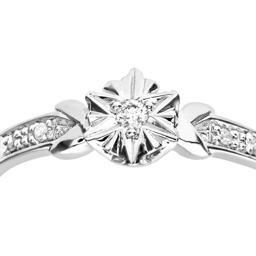 SPARKLD 9ct White Gold 0.05ct Diamond Engagement Ring