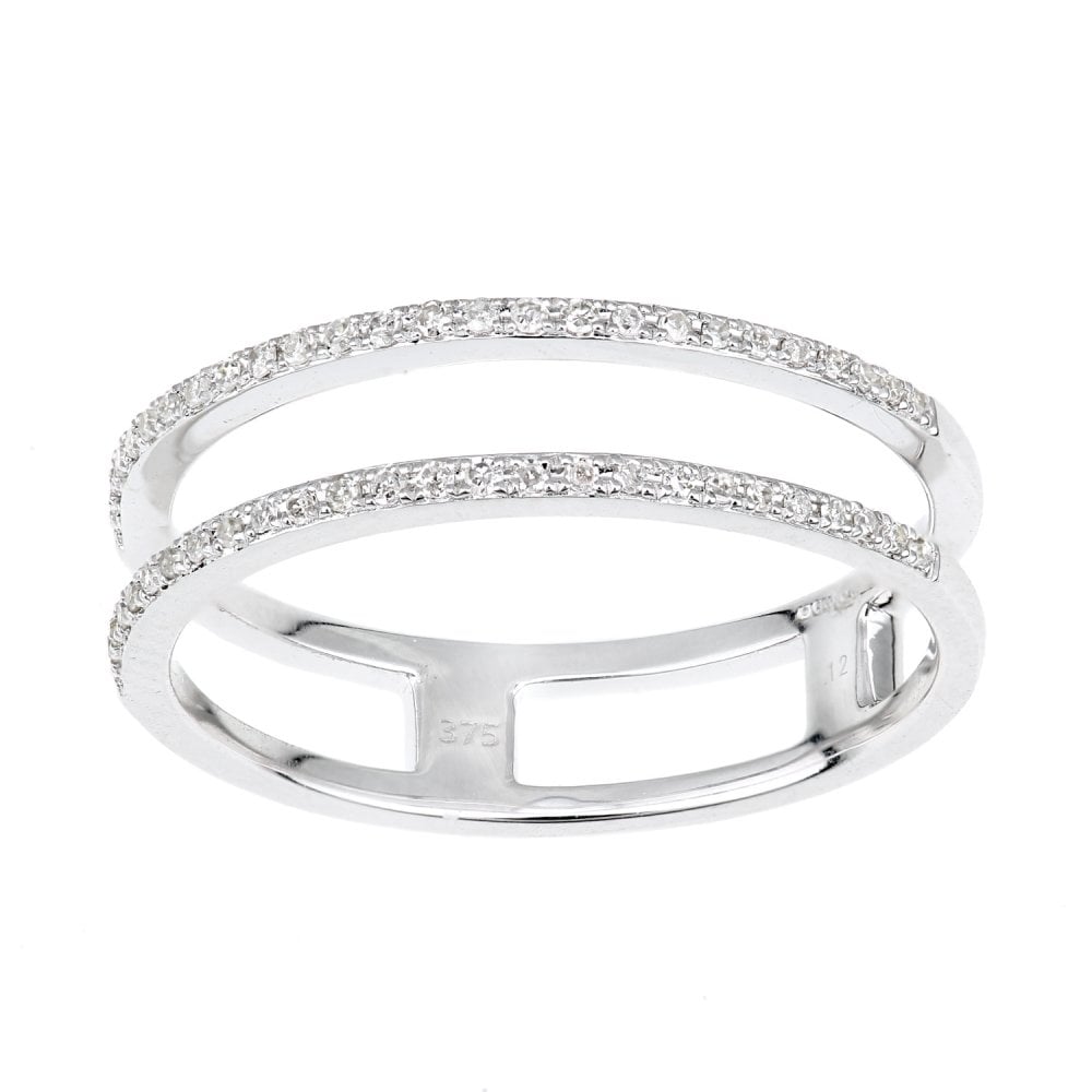 SPARKLD 9ct White Gold 0.10ct Diamond Cocktail and Dress Ring