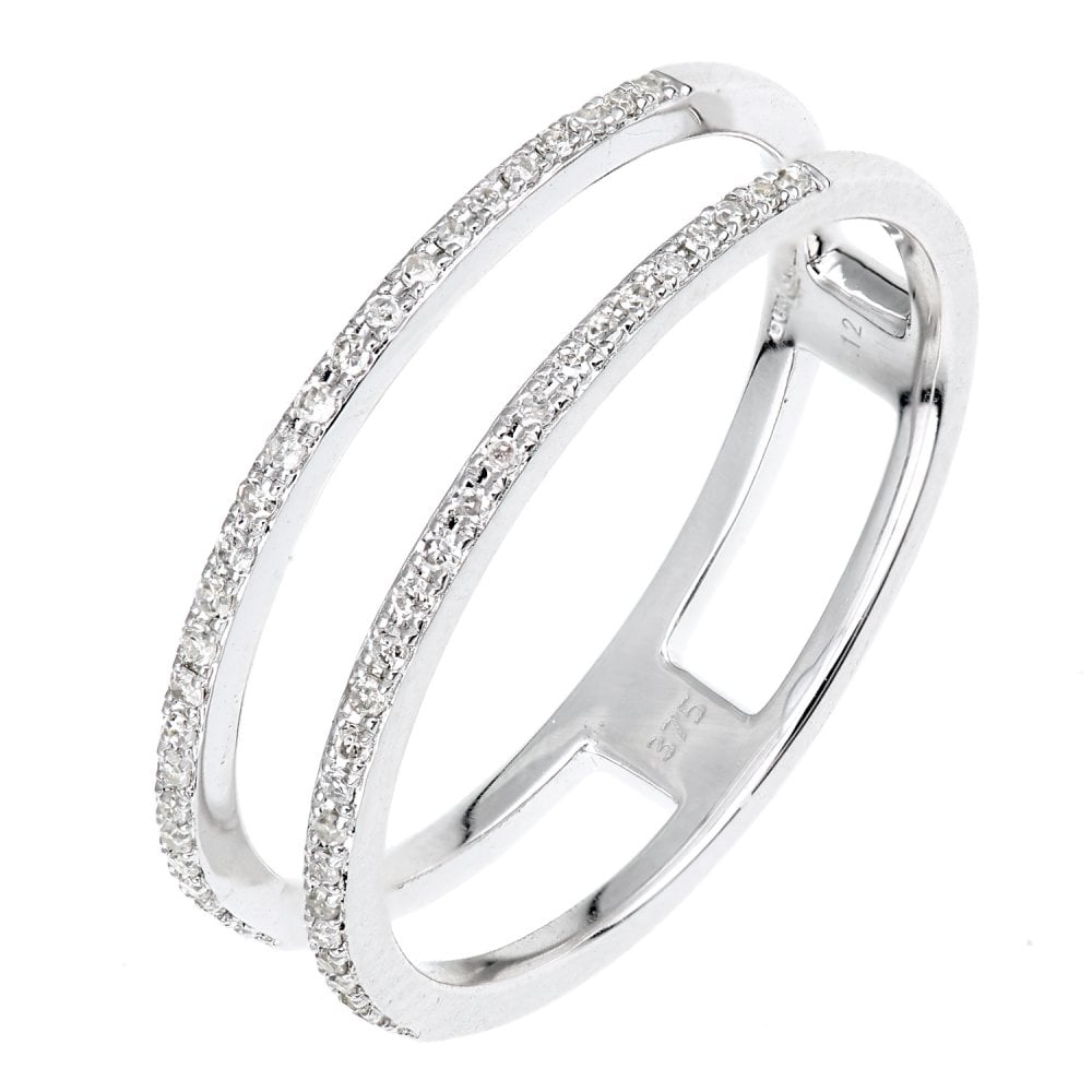 SPARKLD 9ct White Gold 0.10ct Diamond Cocktail and Dress Ring