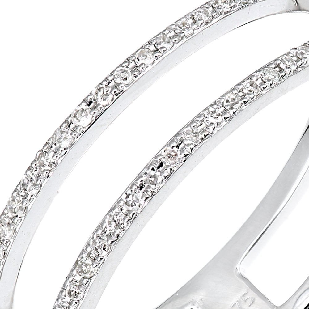 SPARKLD 9ct White Gold 0.10ct Diamond Cocktail and Dress Ring