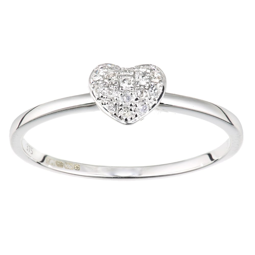 SPARKLD 9ct White Gold 0.10ct Diamond Heart Ring