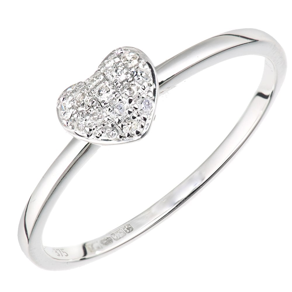 SPARKLD 9ct White Gold 0.10ct Diamond Heart Ring