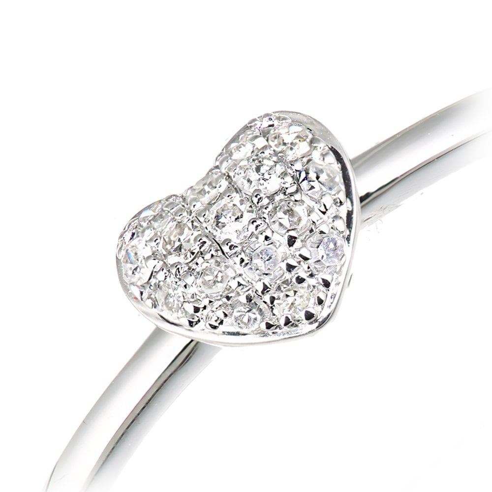 SPARKLD 9ct White Gold 0.10ct Diamond Heart Ring