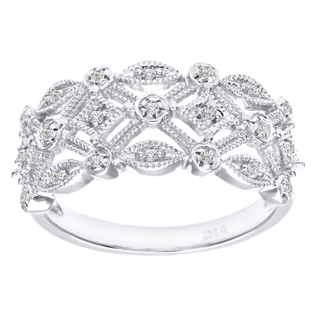 SPARKLD 9ct White Gold 0.10ct Diamond Ring