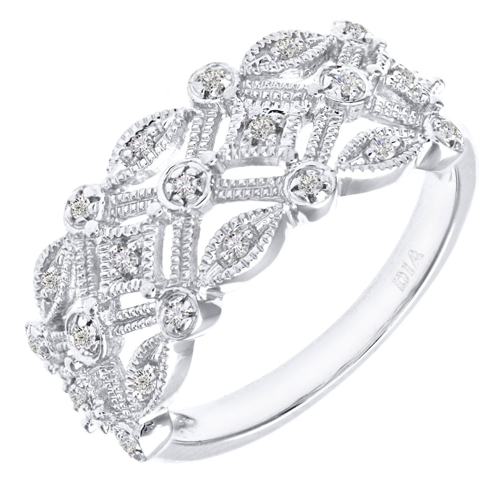 SPARKLD 9ct White Gold 0.10ct Diamond Ring
