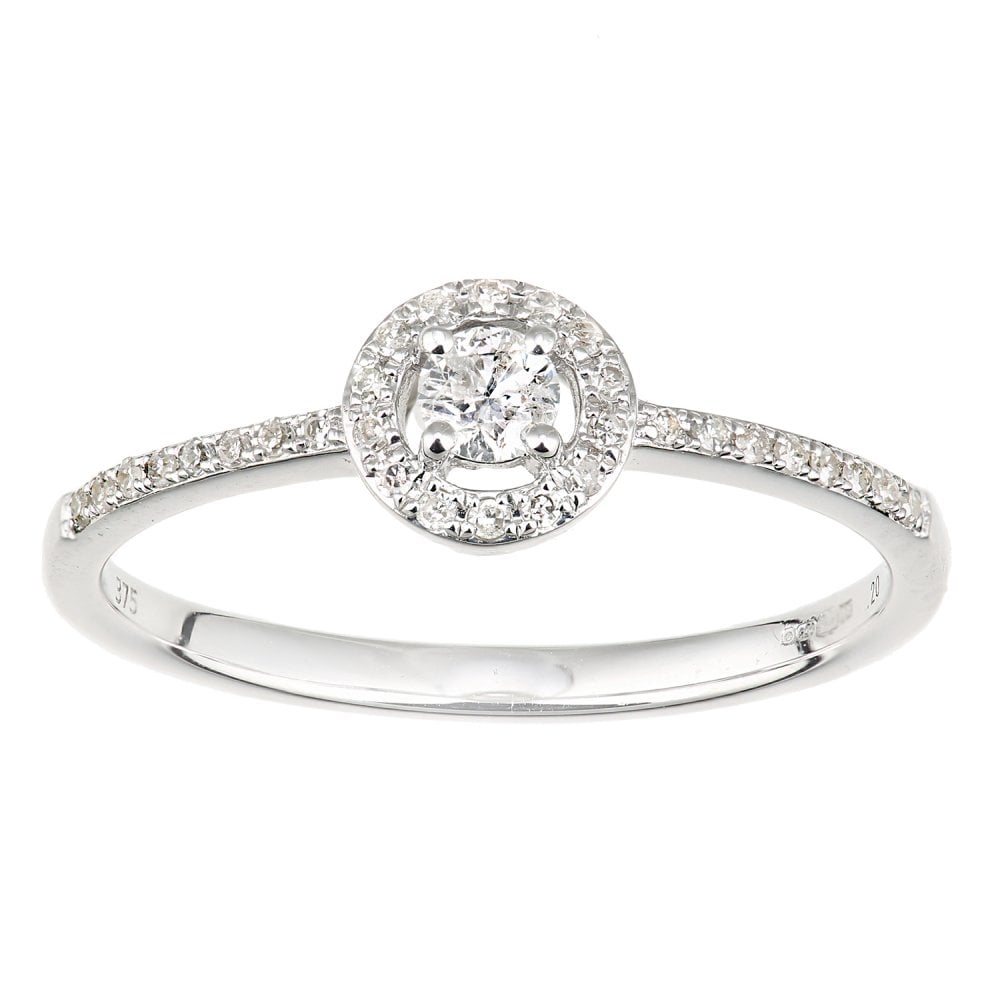 SPARKLD 9ct White Gold 0.23ct Diamond Halo Engagement Ring