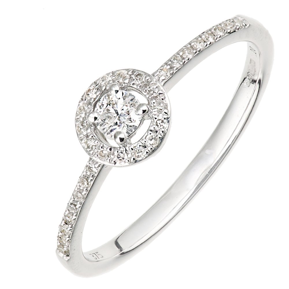 SPARKLD 9ct White Gold 0.23ct Diamond Halo Engagement Ring