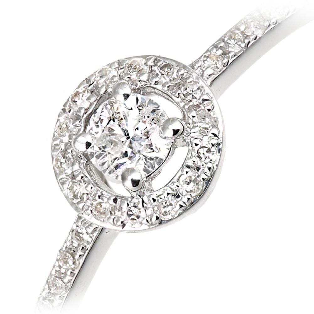 SPARKLD 9ct White Gold 0.23ct Diamond Halo Engagement Ring