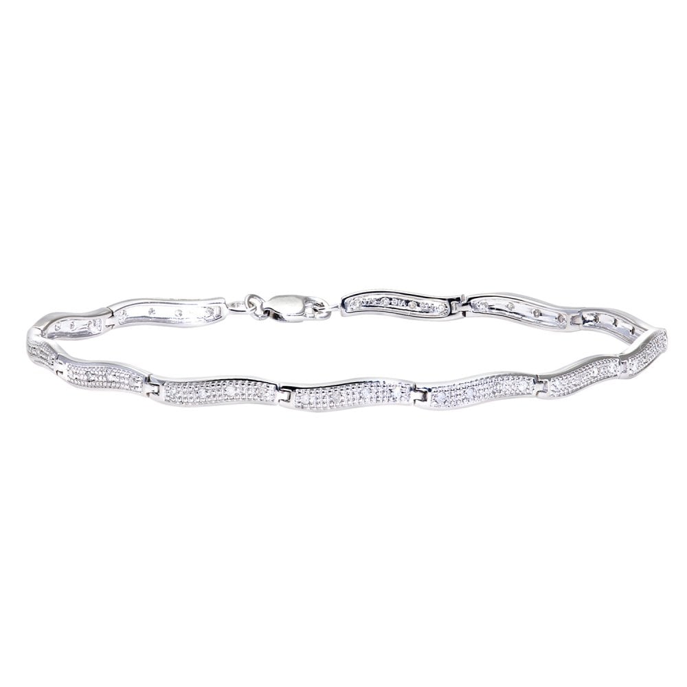 SPARKLD 9ct White Gold 0.25ct Diamond Link Bracelet