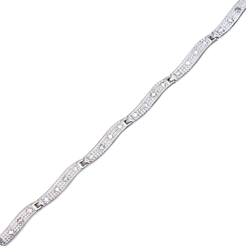 SPARKLD 9ct White Gold 0.25ct Diamond Link Bracelet