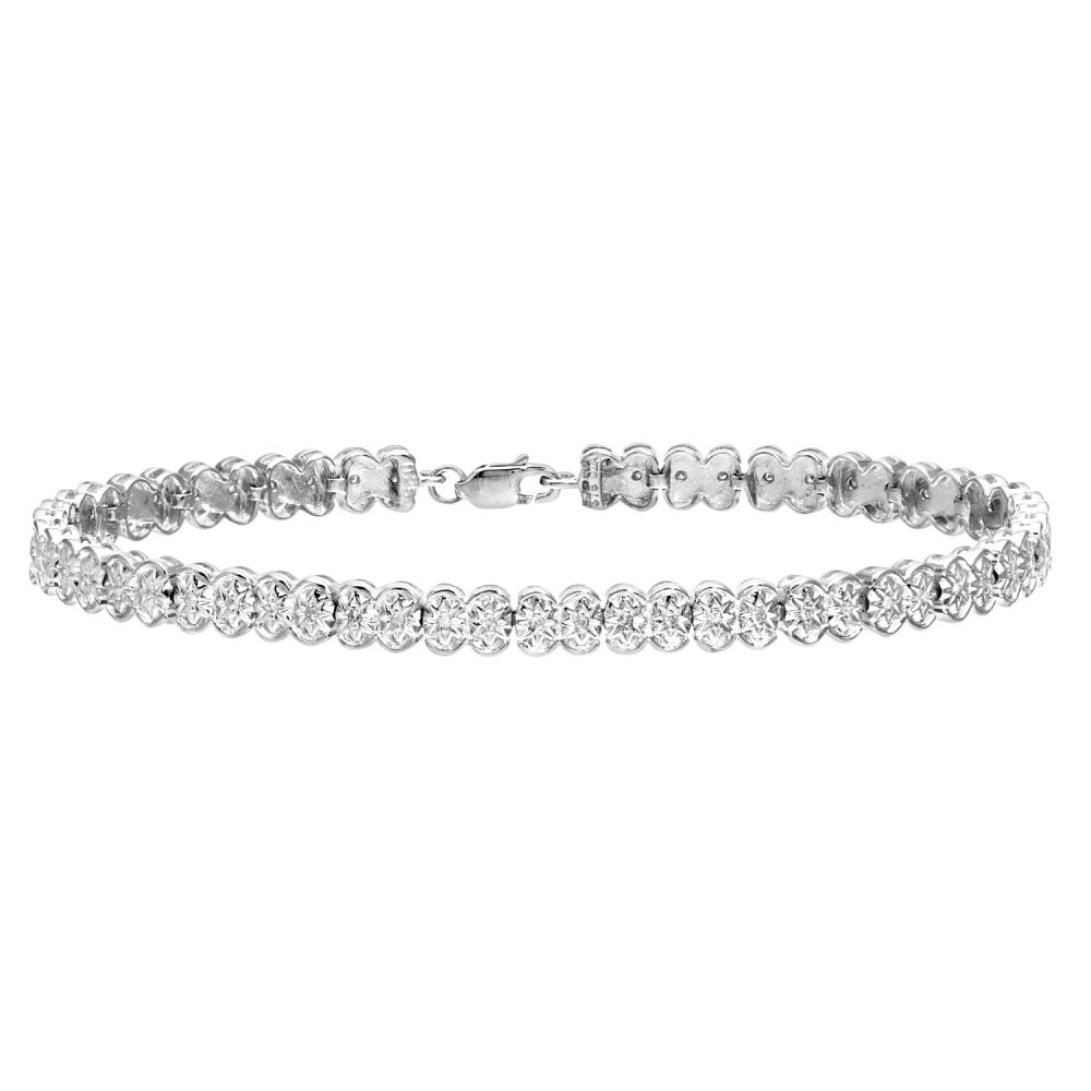SPARKLD 9ct White Gold 0.25ct Diamond Tennis Bracelet