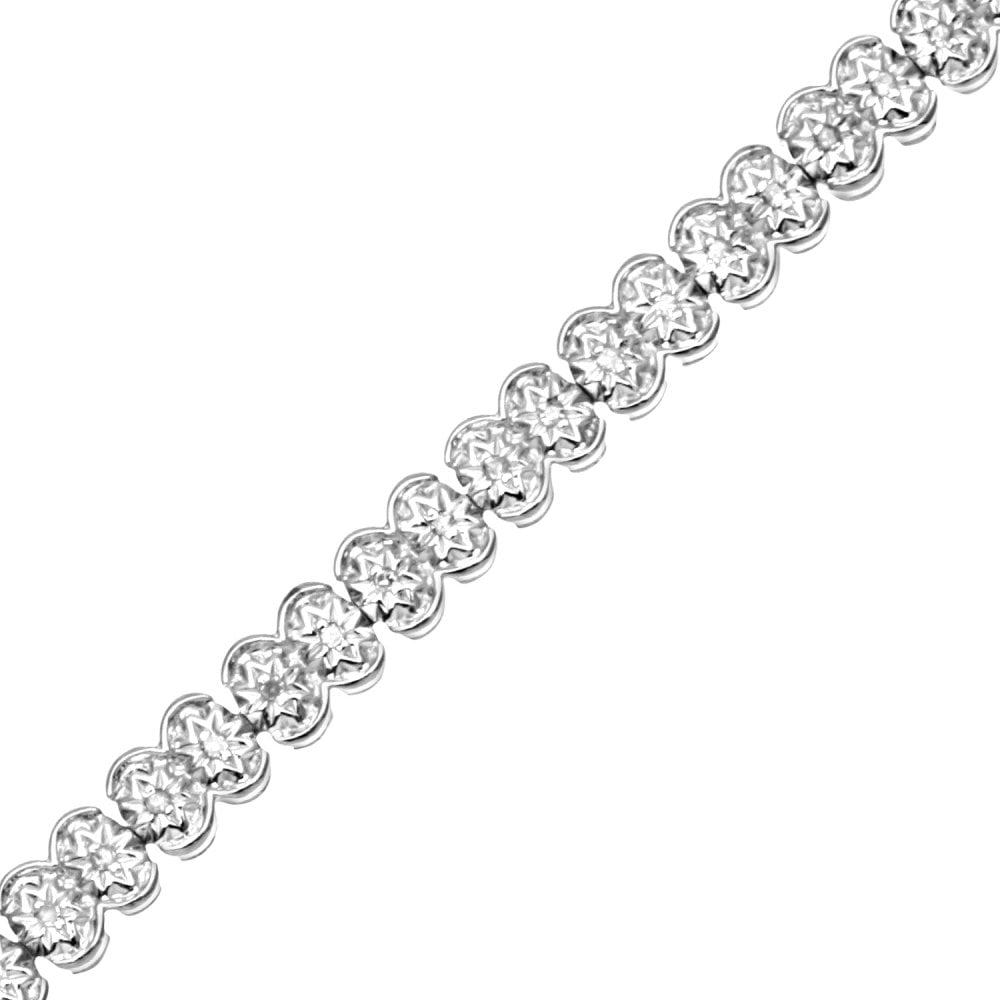 SPARKLD 9ct White Gold 0.25ct Diamond Tennis Bracelet