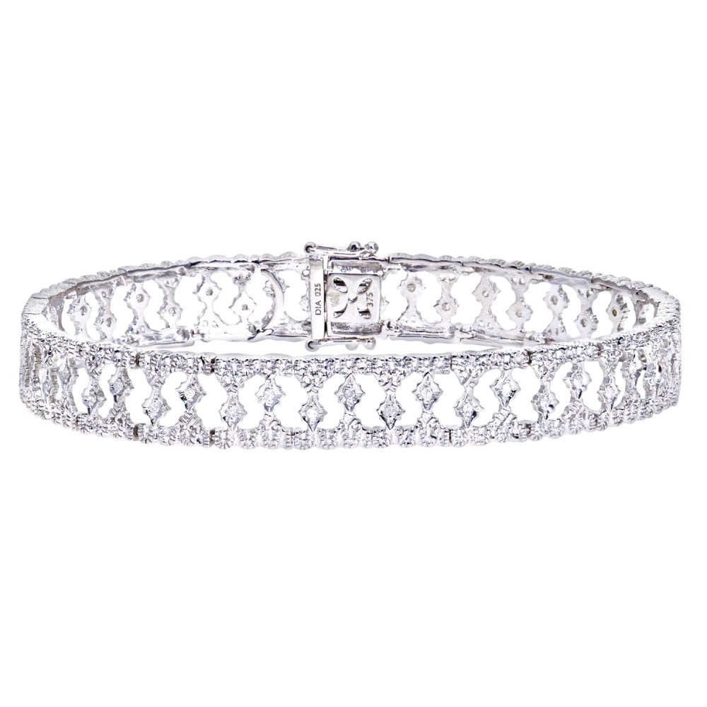 SPARKLD 9ct White Gold 0.25ct Diamond Tennis Bracelet
