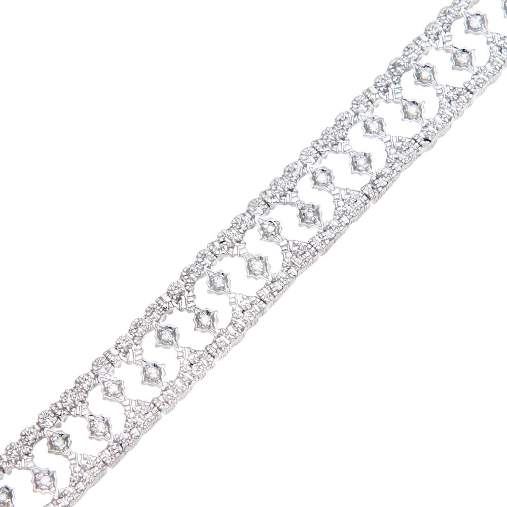 SPARKLD 9ct White Gold 0.25ct Diamond Tennis Bracelet