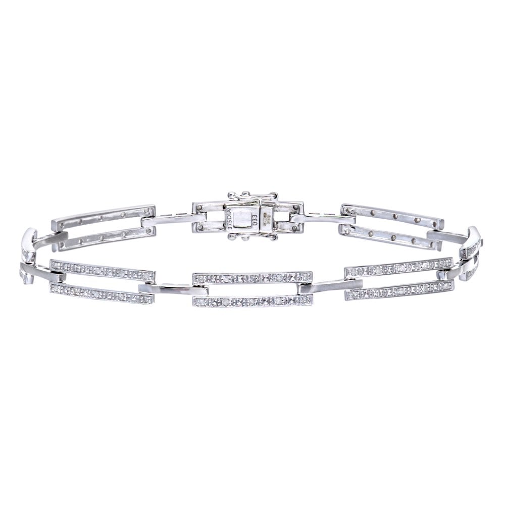 SPARKLD 9ct White Gold 0.33ct Diamond Link Bracelet