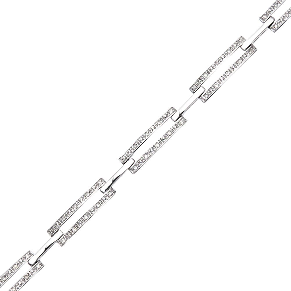 SPARKLD 9ct White Gold 0.33ct Diamond Link Bracelet