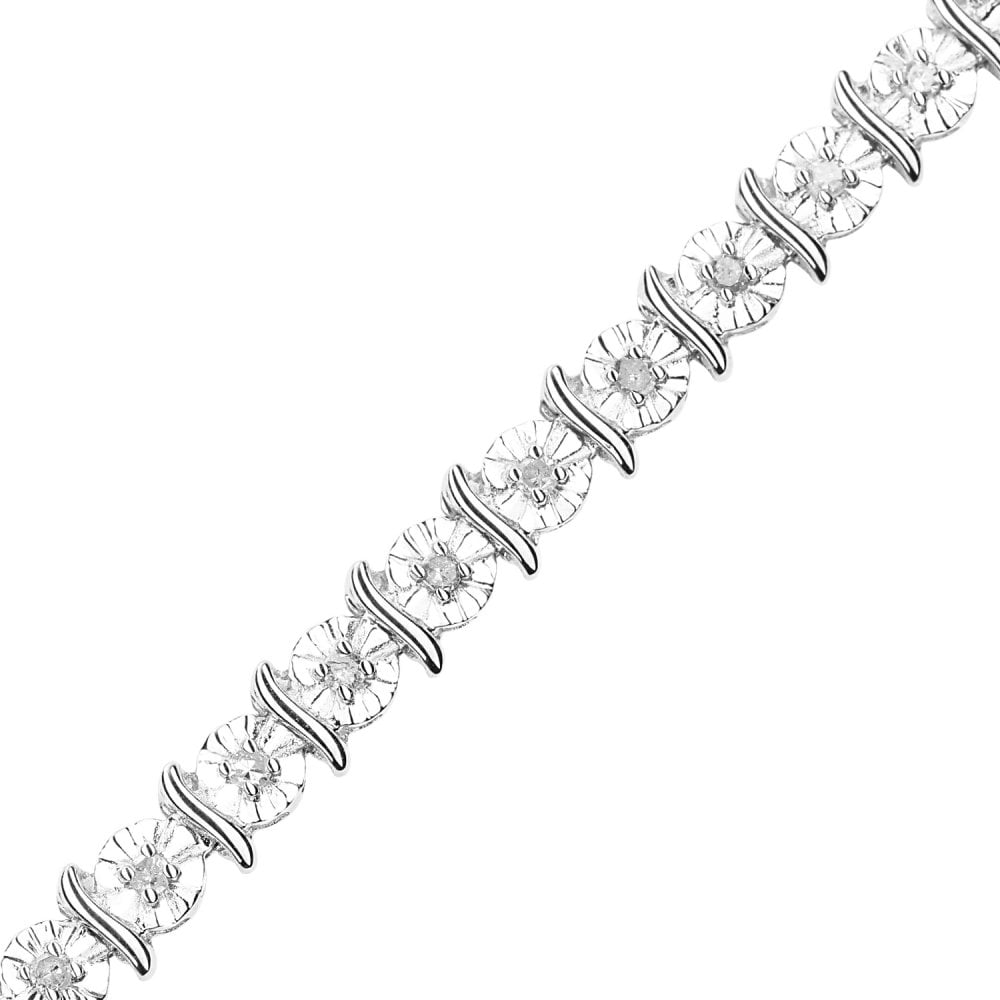 SPARKLD 9ct White Gold 0.50ct Diamond Tennis Bracelet