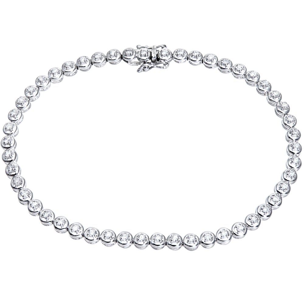 SPARKLD 9ct White Gold 0.50ct Diamond Tennis Bracelet