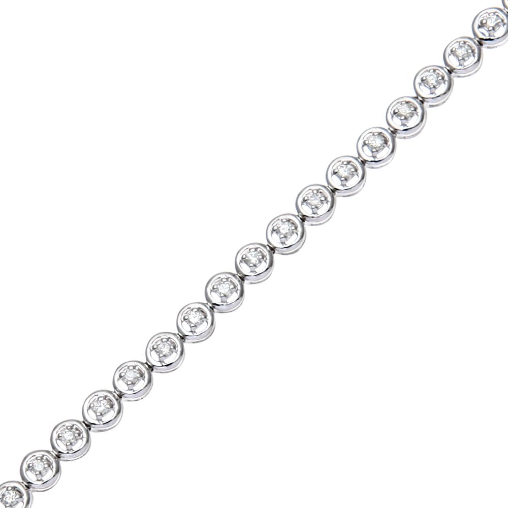 SPARKLD 9ct White Gold 0.50ct Diamond Tennis Bracelet