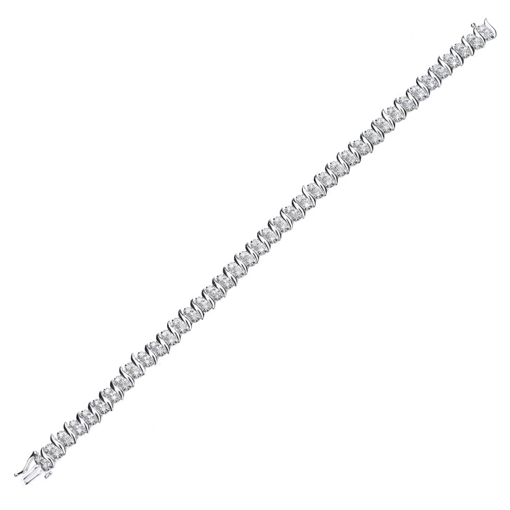 SPARKLD 9ct White Gold 1.00ct Diamond Tennis Bracelet