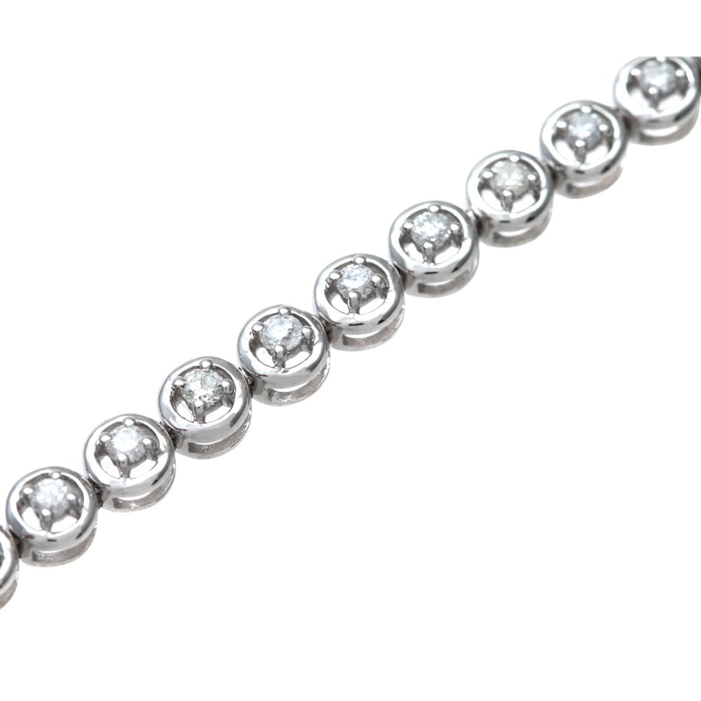 SPARKLD 9ct White Gold 1.00ct Diamond Tennis Bracelet