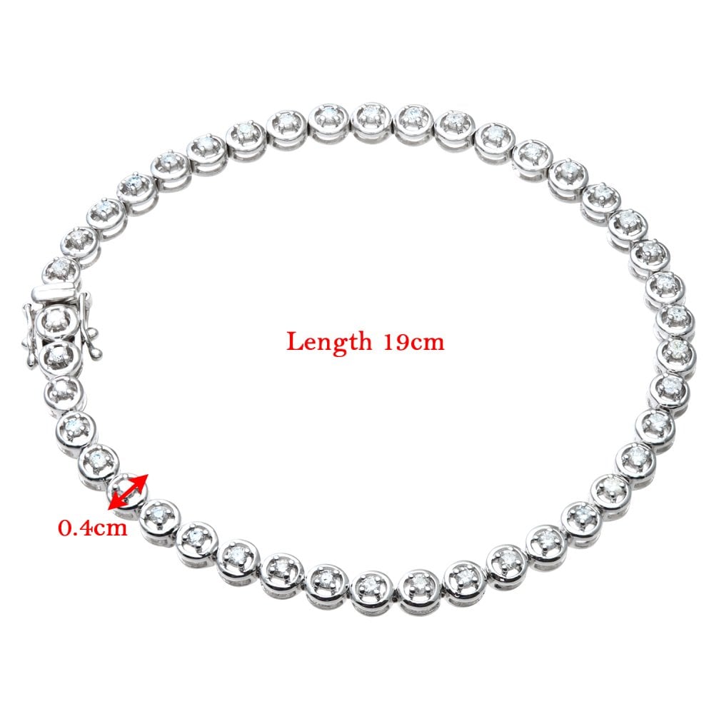 SPARKLD 9ct White Gold 1.00ct Diamond Tennis Bracelet