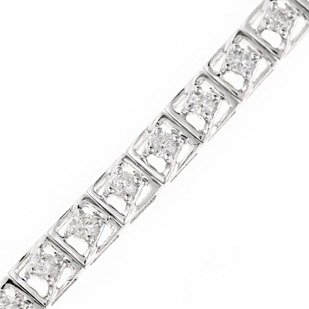 SPARKLD 9ct White Gold 1.00ct Diamond Tennis Bracelet