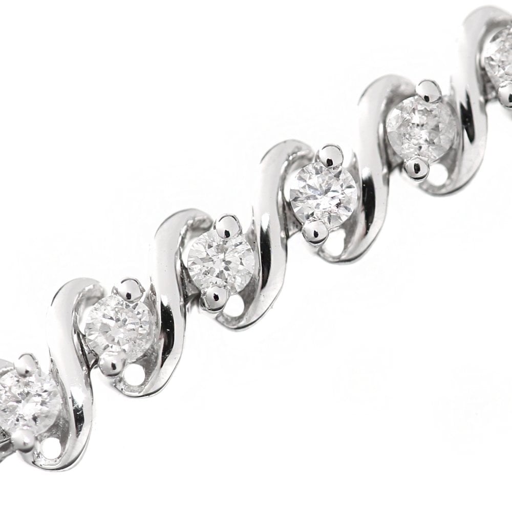SPARKLD 9ct White Gold 1.00ct Diamond Tennis Bracelet