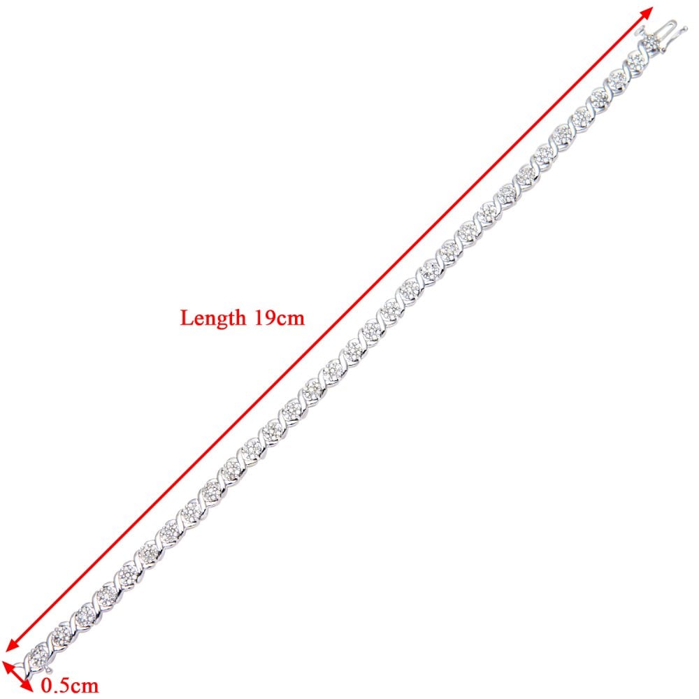 SPARKLD 9ct White Gold 1.10ct Diamond Tennis Bracelet