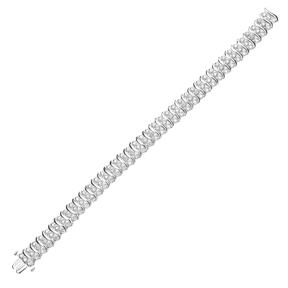 SPARKLD 9ct White Gold 1.5ct Diamond Tennis Bracelet