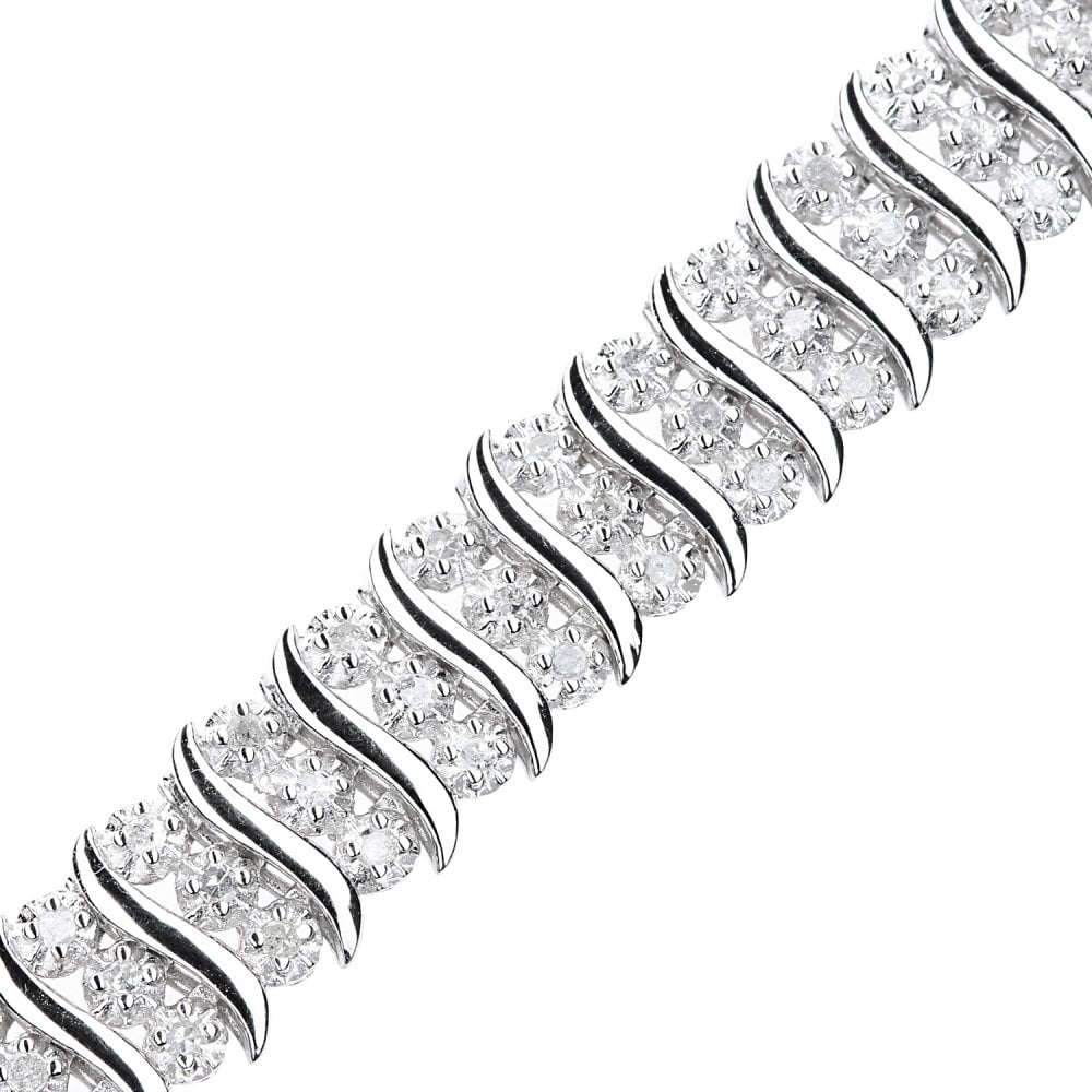 SPARKLD 9ct White Gold 1.5ct Diamond Tennis Bracelet