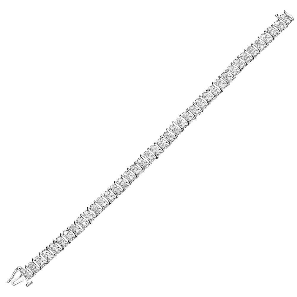 SPARKLD 9ct White Gold 2.00ct Diamond Tennis Bracelet
