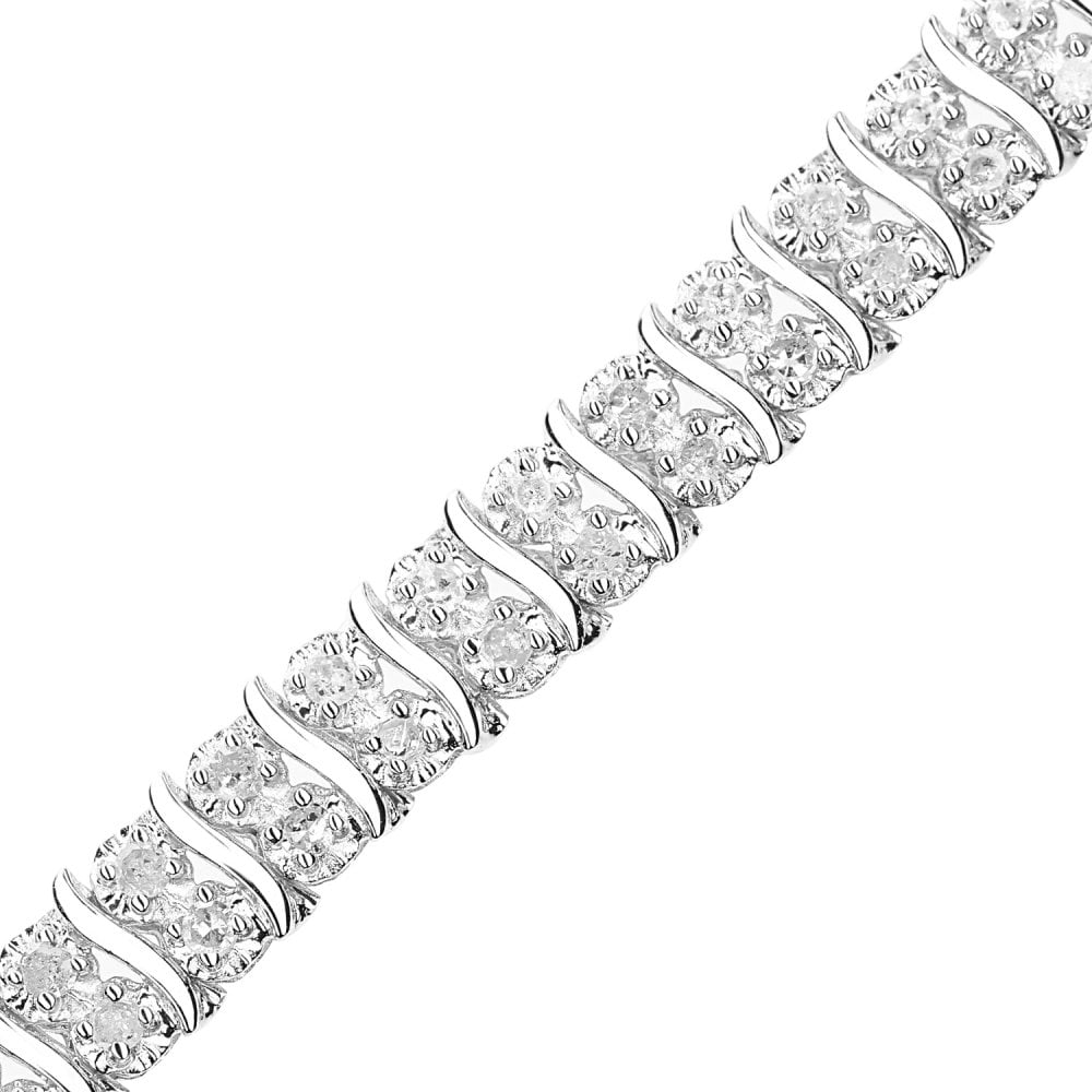 SPARKLD 9ct White Gold 2.00ct Diamond Tennis Bracelet