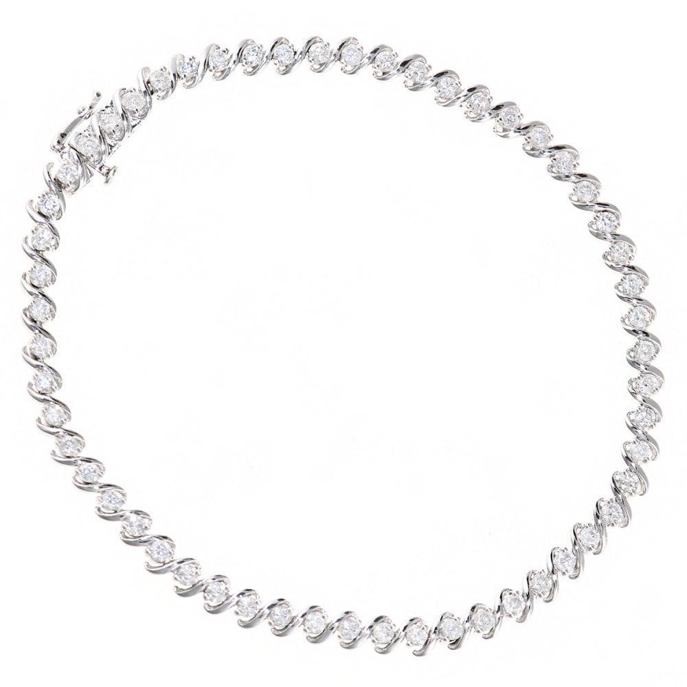 SPARKLD 9ct White Gold 2.00ct Diamond Tennis Bracelet