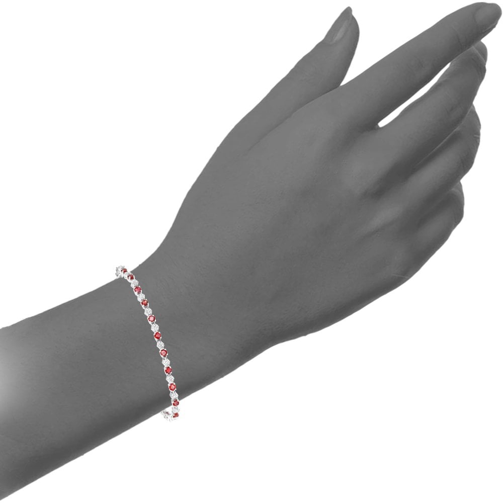SPARKLD 9ct White Gold 2.70ct Ruby and 0.65ct Diamond Tennis Bracelet