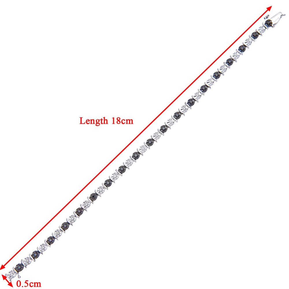 SPARKLD 9ct White Gold Black 0.41ct Diamond Tennis Bracelet