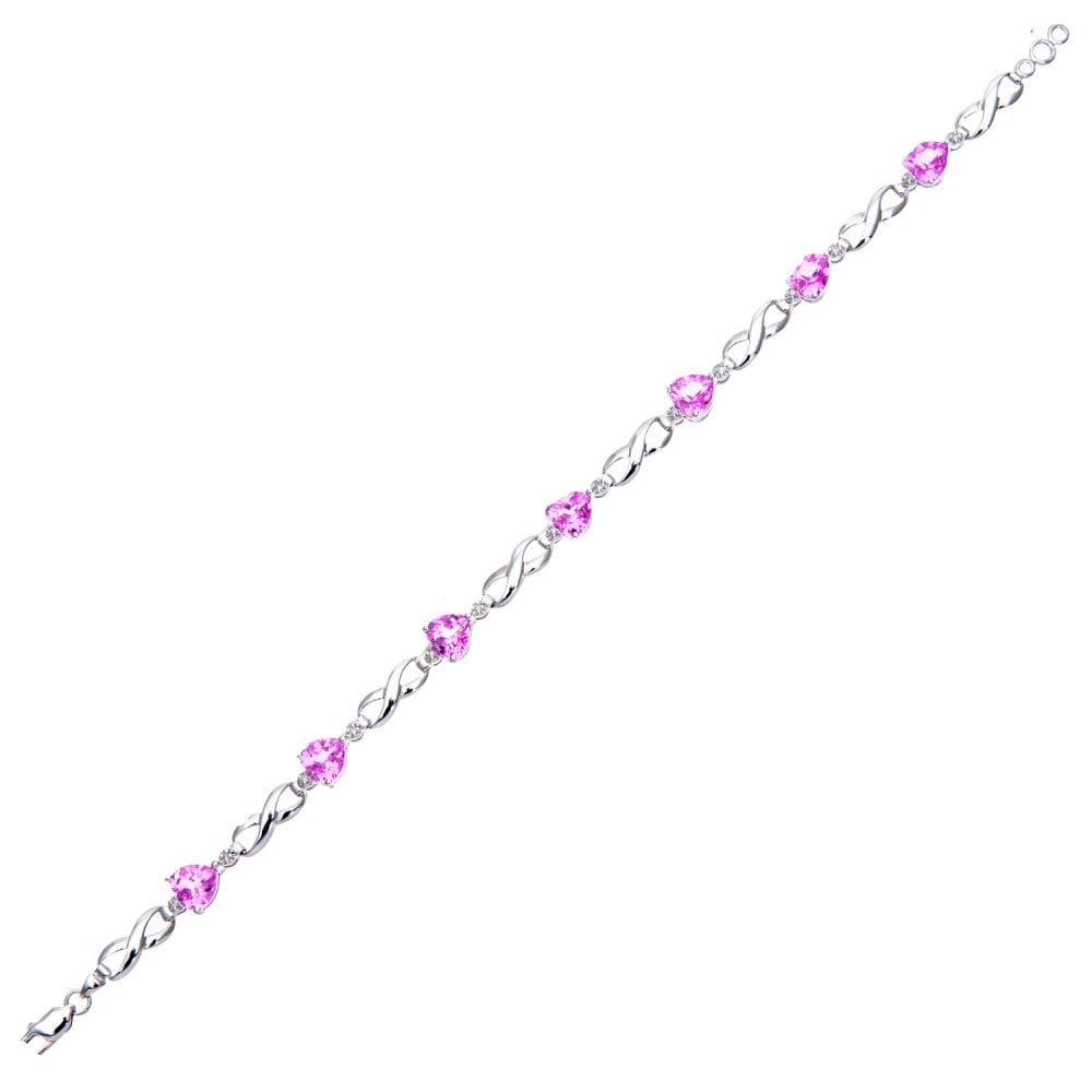 SPARKLD 9ct White Gold Oval Amethyst and 0.02ct Diamond Bracelet