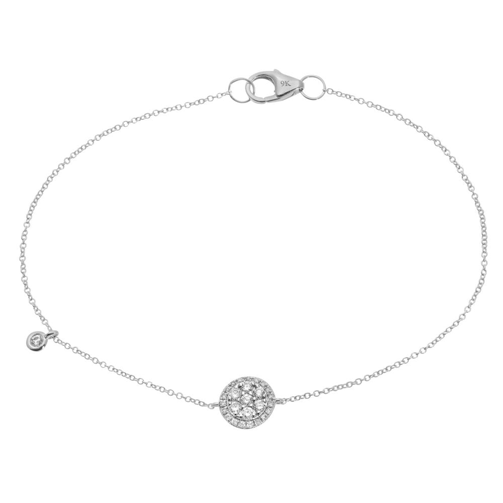 SPARKLD 9ct White Gold Round 0.20ct Diamond Halo Bracelet