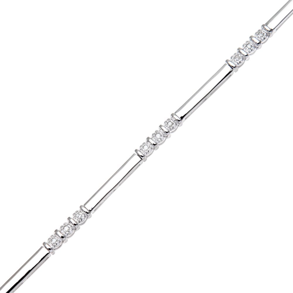 SPARKLD 9ct White Gold Trilogy 0.10ct Diamond Bracelet