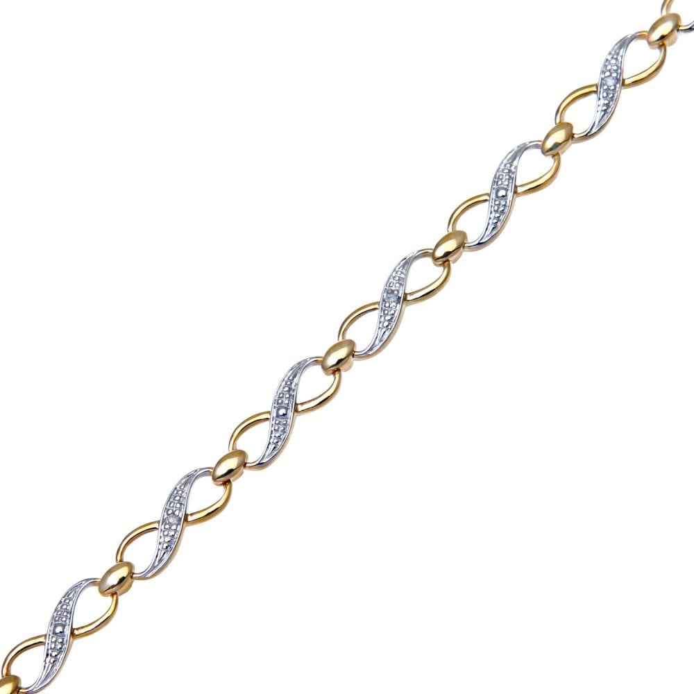 SPARKLD 9ct Yellow Gold 0.04ct Diamond Kiss Bracelet